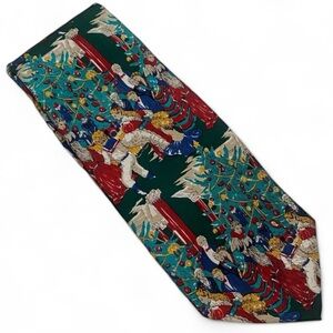 Holiday Celebration Silk Tie Christmas Design Green Red by Forrestel